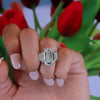 Emerald cut moissanite engagement ring,10.32TCW Five Stone Ring,unique celebrity style bezel emerald moissanite,5th anniversary wedding ring