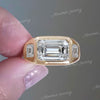 mens Moissanite ring 14k gold emerald cut bezel set male wedding ring unique mens wedding band promise ring for him groomsman proposal ring