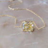 canary yellow moissanite pendant necklace,18k/14k solid gold chain necklace Radiant cut pendant moissanite necklace,solitaire necklace