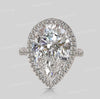 6 CT pear shaped moissanite engagement ring large pear halo ring cathedral ring set pear moissanite wedding ring Teardrop ring diamond ring