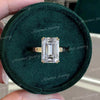 Emerald Cut Moissanite Engagement Ring 14K solid Gold wide Band 4.5CT Solitaire simple Wedding Ring Hidden Halo emerald cut engagement ring