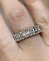 Emerald cut moissanite wedding band,full eternity band,eternity ring solid gold,modern thick,unique 5mm wedding band,Matching Stacking ring