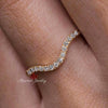 Dainty Lab Grown Diamond Chevron Wedding Band: 0.29 TCW,14k yellow Gold