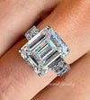 Emerald cut moissanite engagement ring 7 CT large Moissanite emerald cut solitaire wide band wedding ring unique big diamond cocktail ring