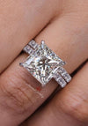 5ct Princess Cut Lab Grown Diamond Engagement Ring Set 14K White Gold Hidden Halo IGI Certified Diamond Bridal Wedding Ring set for women