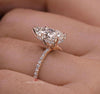 Lab Grown Diamond Ring 3CT Pear Shaped Engagement Ring Rose Gold Hidden Halo Solitaire Certified Diamond pear cut Wedding Anniversary ring