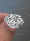 8.5CT Cushion Cut Three Stone Moissanite Ring Large Wedding Engagement statement ring anniversary gift large diamond ring cocktail ring her