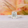 2.5CT Emerald cut moissanite engagement ring,hidden halo,unique emerald cut solitaire ring,3 row pave,claw prong,14k white gold,wedding ring
