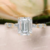 2.5CT emerald cut Moissanite engagement ring,unique,vintage style engagement ring,hidden halo,Moissanite emerald solitaire ring,wedding ring