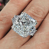 18.5 CT radiant cut engagement ring large three stone moissanite ring celebrity style radiant moissanite big diamond cocktail wedding ring