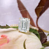 2.5CT Emerald Cut Moissanite Engagement Ring: 14k Yellow Gold Hidden Halo