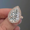 6 CT pear shaped moissanite engagement ring large pear halo ring cathedral ring set pear moissanite wedding ring Teardrop ring diamond ring
