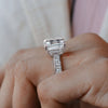 9 CT large Asscher cut engagement ring wide band hidden halo channel set asscher cut moissanite ring big diamond cocktail ring wedding ring