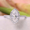 2 CT Marquise Moissanite Engagement Ring: 14k White Gold Halo