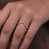 Dainty Chevron Moissanite Wedding Band: 14k Yellow Gold Contour Ring