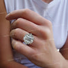 14k solid gold Emerald Cut Moissanite Engagement Ring 10.9 TCW Three Stone Emerald Cut Ring Large Diamond Cocktail anniversary wedding ring
