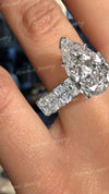 6.5CT pear moissanite engagement ring Hidden halo wide band unique large moissanite pear cut wedding ring big diamond anniversary ring women