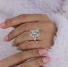 Emerald Cut Moissanite Ring Hidden Halo Split Shank 11 CT Emerald Cut Engagement Wedding Ring Statement Cocktail Ring anniversary ring gift