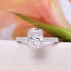 2.5 CT cushion cut engagement ring,Moissanite hidden halo ring,elongated cushion moissanite ring,three row pave,14k white gold,wedding ring