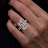 Emerald Cut Moissanite Engagement Ring 10CT Large Moissanite Wedding Ring with Hidden Halo Bezel Set Eternity Band Anniversary ring women