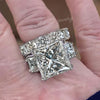 9.5 CT Big princess cut wedding ring set,celebrity style large three stone Moissanite princess cut engagement ring set,unique triple stone