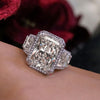 9.5 CT Radiant moissanite engagement ring large radiant cut halo ring eternity band art deco celebrity style big diamond ring wedding ring