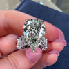 8 CT Large pear moissanite engagement ring,celebrity style,unique pear shaped ring,wide band teardrop ring,Diamond cocktail wedding ring