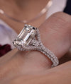 5ct lab grown diamond Ring Emerald cut engagement ring IGI certified diamond Three stone split shank bridal ring set wedding ring for women