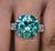 11CT Green Moissanite Ring White Gold Statement Cocktail Ring Large Blue Moissanite Wedding Anniversary ring newly engaged Gift for Her