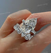 13.7 TCW Three stone Moissanite pear shaped engagement ring set,celebrity style,baguette&big large unique pear shaped ring,wedding ring set