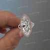 6CT Marquise Moissanite Engagement Ring: Split Shank Halo, Two Tone