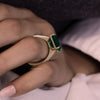 green emerald 14k gold anniversary ring for women
