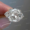 5 CT Old mine cushion cut moissanite engagement ring,Three stone moissanite ring,trillion&big old European cut 3 stone cushion wedding ring