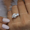 3.48 TCW three stone moissanite ring,round cut trellis engagement ring,14k white gold,past present future anniversary ring,triple stone ring
