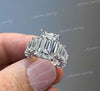 Emerald Cut Moissanite Engagement Ring set 15.1TCW Three stone moissanite bridal set hidden halo wide eternity band wedding anniversary ring