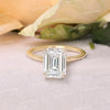 2.5 CT Emerald moissanite engagement ring,simple gold band,solitaire,emerald cut moissanite ring,promise ring,wedding ring,14k yellow gold