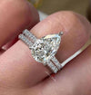 Lab Grown Diamond Engagement Ring 3 CT Pear Shaped Lab Diamond Ring Hidden Halo Wedding Ring Set Certified CVD Diamond Bridal set jewelry