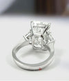 17.5 CT Radiant engagement ring Three stone moissanite trapezoid&large radiant cut moissanite engagement ring diamond cocktail wedding ring