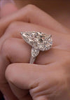 11CT pear shaped engagement ring Three Stone large Pear Moissanite ring hidden halo statement Wedding Ring big diamond anniversary ring