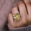 16 CT canary yellow moissanite sapphire heart shaped engagement ring celebrity style large cocktail yellow diamond ring big wedding ring