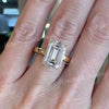 Emerald Cut Moissanite Engagement Ring 14K solid Gold wide Band 4.5CT Solitaire simple Wedding Ring Hidden Halo emerald cut engagement ring