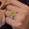 8 CT canary yellow radiant cut engagement ring,large fancy yellow moissanite ring,big celebrity Halo ring,diamond cocktail statement ring