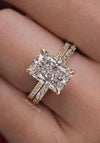 lab grown diamond ring 2.8 CT radiant cut engagement ring set wedding ring set simple IGI certified hidden halo CVD lab created diamond ring
