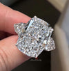 3 stone cushion cut engagement ring 16 CT elongated cushion crushed ice moissanite engagement ring Large Three stone luxury wedding ring
