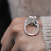 16 CT Three stone cushion cut moissanite engagement ring celebrity style,heart&big large elongated cushion 3 stone wedding anniversary ring