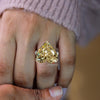 16 CT canary yellow moissanite sapphire heart shaped engagement ring celebrity style large cocktail yellow diamond ring big wedding ring