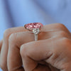 6 CT luxury pink moissanite pear shaped engagement ring,large Three stone pink pear ring,unique celebrity style,big cocktail wedding ring
