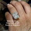 14 CT elongate cushion cut engagement ring large solitaire cushion cut moissanite engagement ringdiamond cocktail Cathedral wedding ring