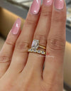 2.1 CT lab grown diamond emerald cut engagement ring set IGI certified CVD diamond bezel wedding band ring promise ring anniversary gift her