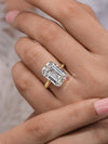9CT Emerald Cut Engagement Ring in 14K Gold Solitaire emerald cut moissanite Ring Statement Wedding anniversary gift Large Diamond ring